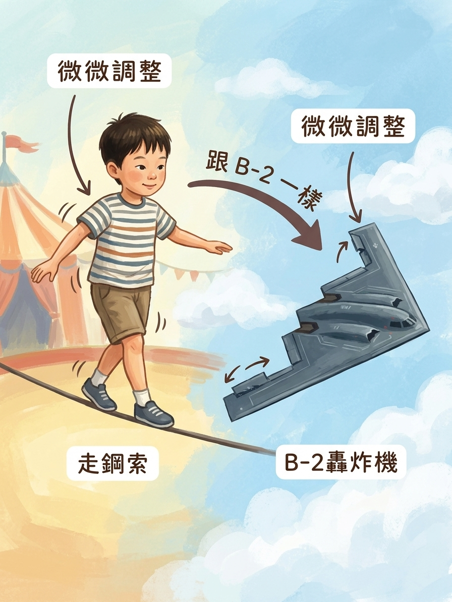 沒有尾巴怎麼穩穩飛？
